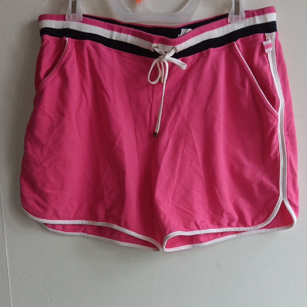 LIZ CLAIBORNE PINK ATHLETIC SHORTS WITH WHITE TRIM